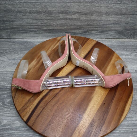 Cape Robbin Shoe Womens Size 7 Ankle Strap Pink Clear Chunky Zipper Heels Maria - Picture 8 of 11